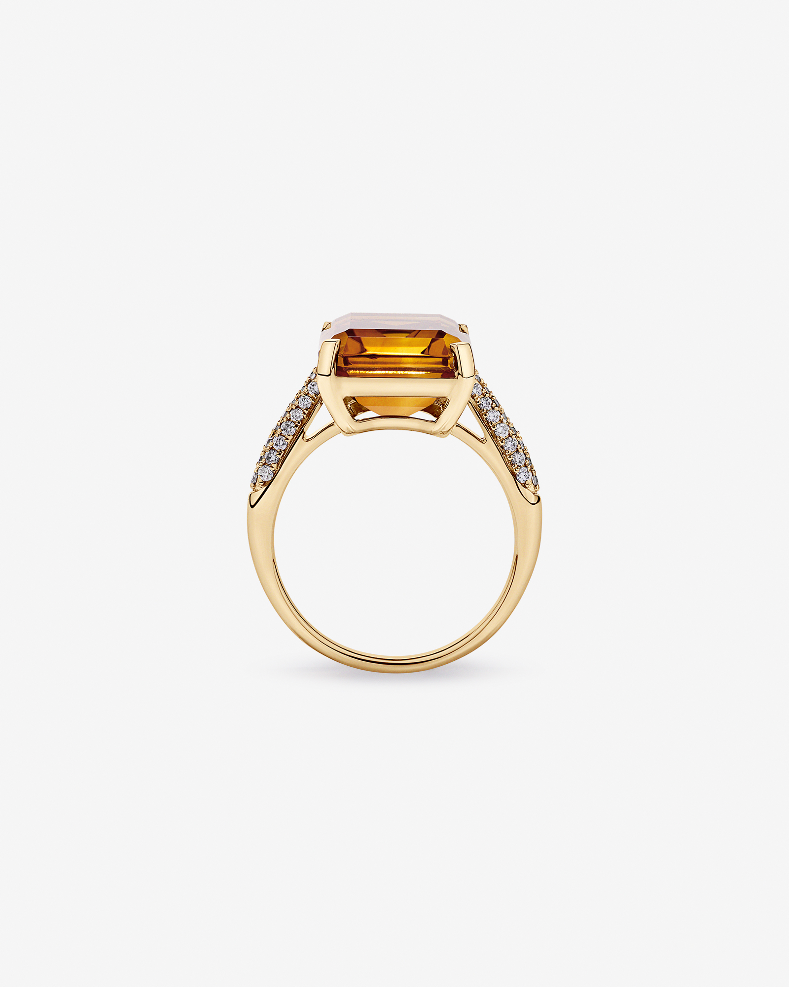 Emerald Cut Citrine & 0.23 Carat TW Diamond Ring 10kt Yellow Gold