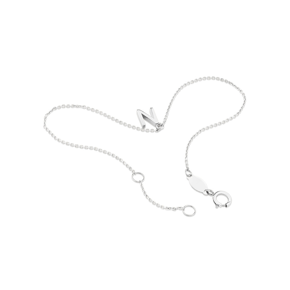 Bracelet à initiale « N » en argent