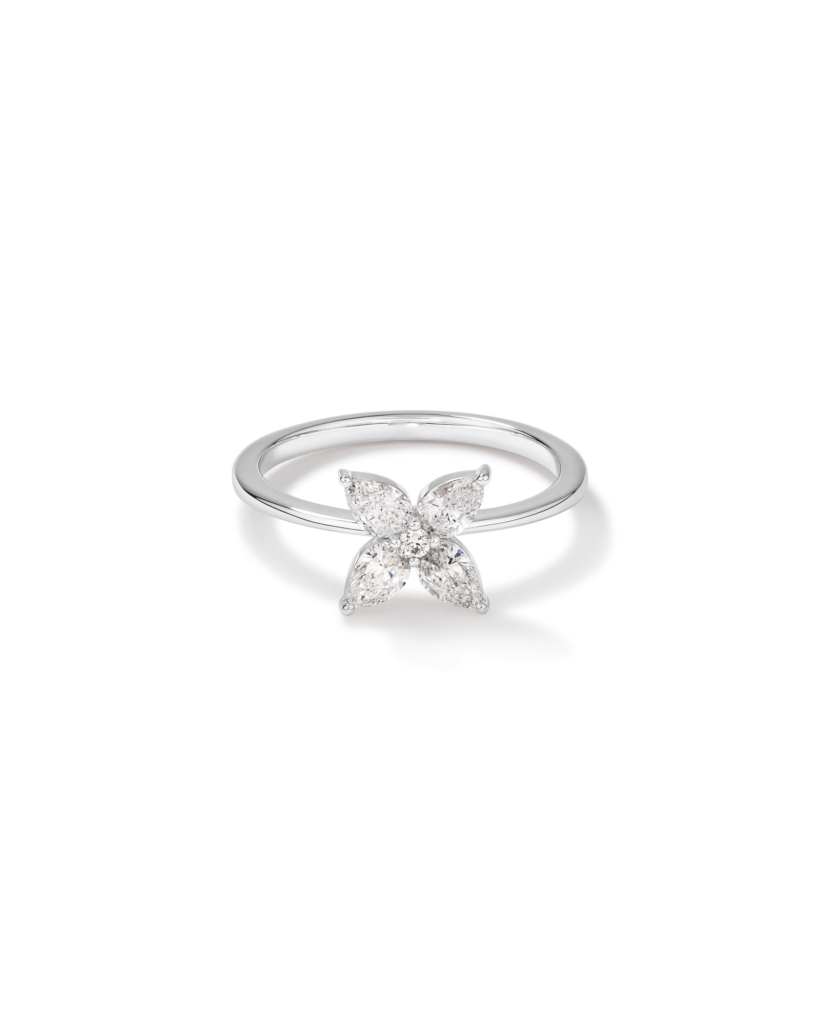 Bague en diamants de laboratoire TW Floret de 0,62 carat en or blanc 10 carats
