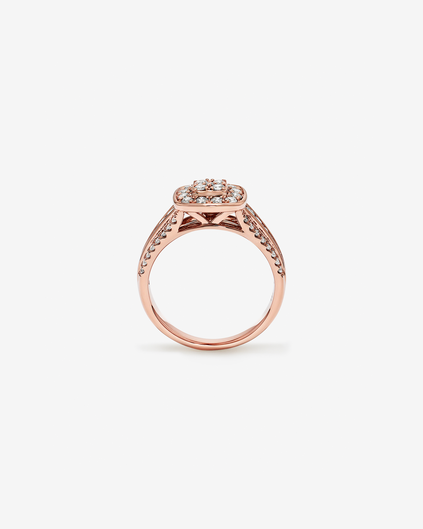 0.85 Carat TW Cushion-Shaped Diamond Cluster Ring 10kt Rose Gold