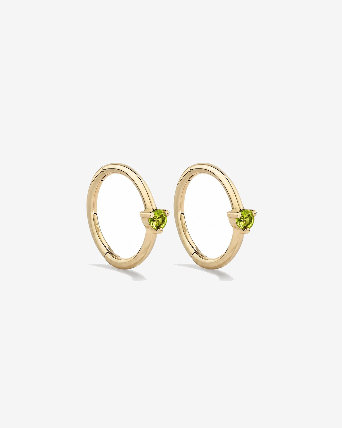 10mm Peridot Accent Sleepers in 10kt Yellow Gold