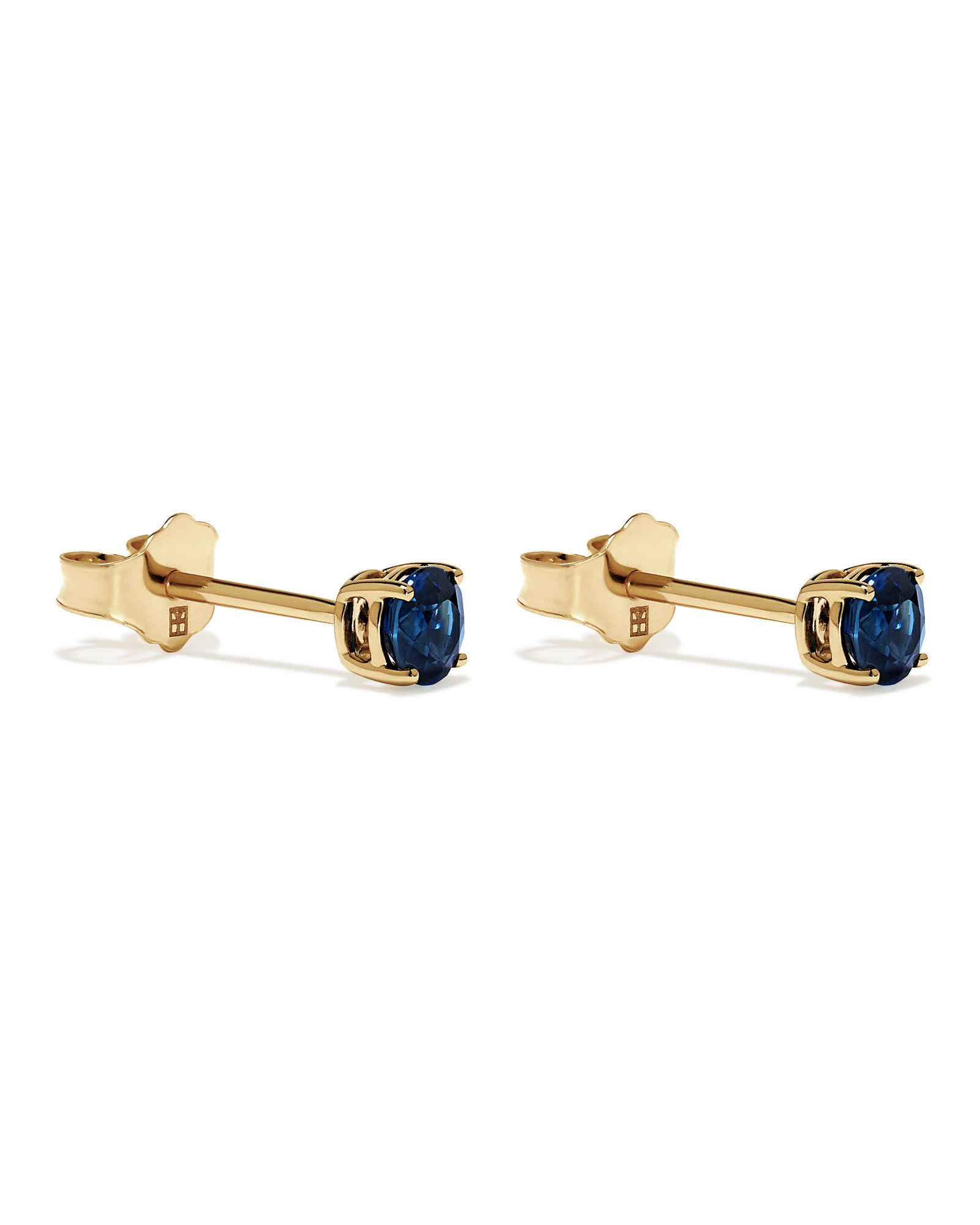 Australian Sapphire Round Stud Earrings in 10kt Yellow Gold