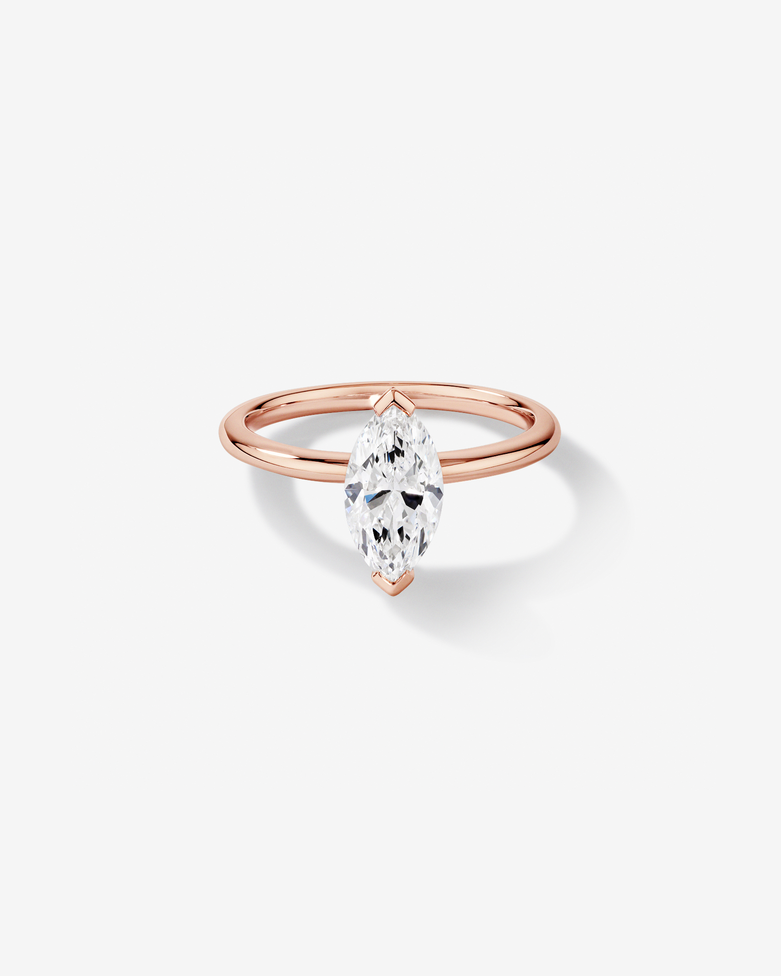 Bague de fiançailles solitaire en diamant cultivé en laboratoire TW Marquise de 1,25 carat en or rose 14 carats