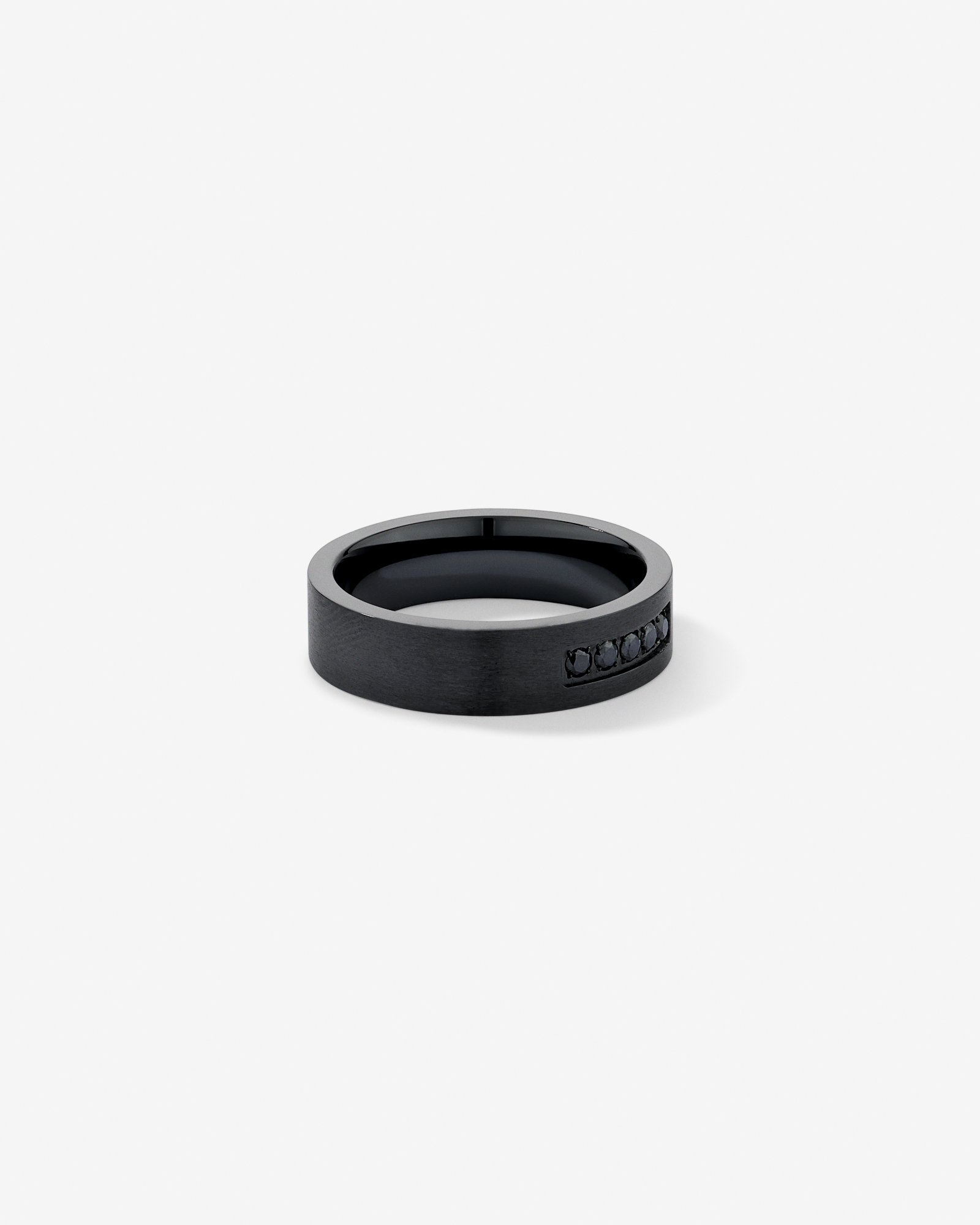 6mm Black Diamond Wedding Band in Black Titanium