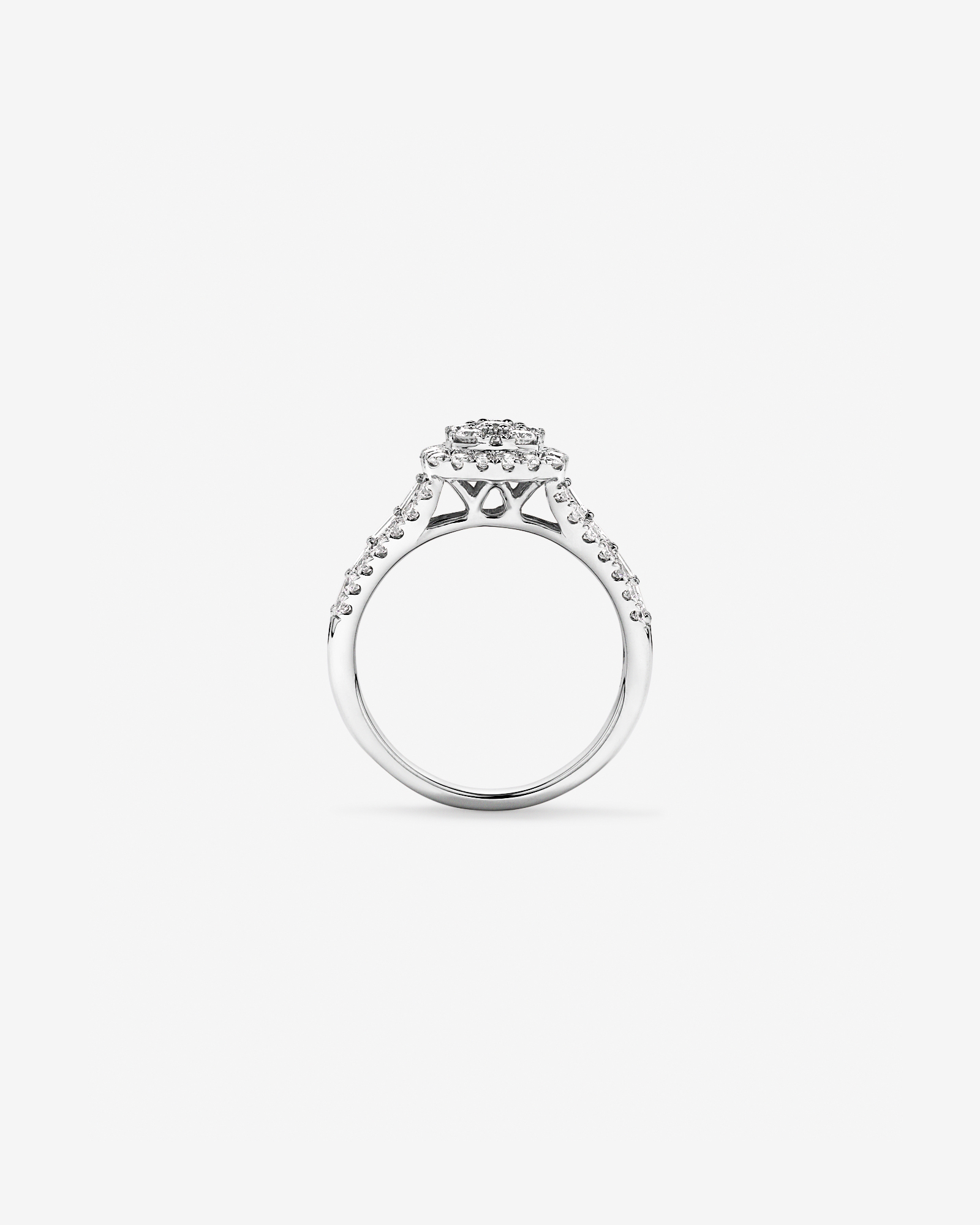 1.25 Carat TW Round Brilliant and Baguette Cluster Diamond Ring 14kt Gold
