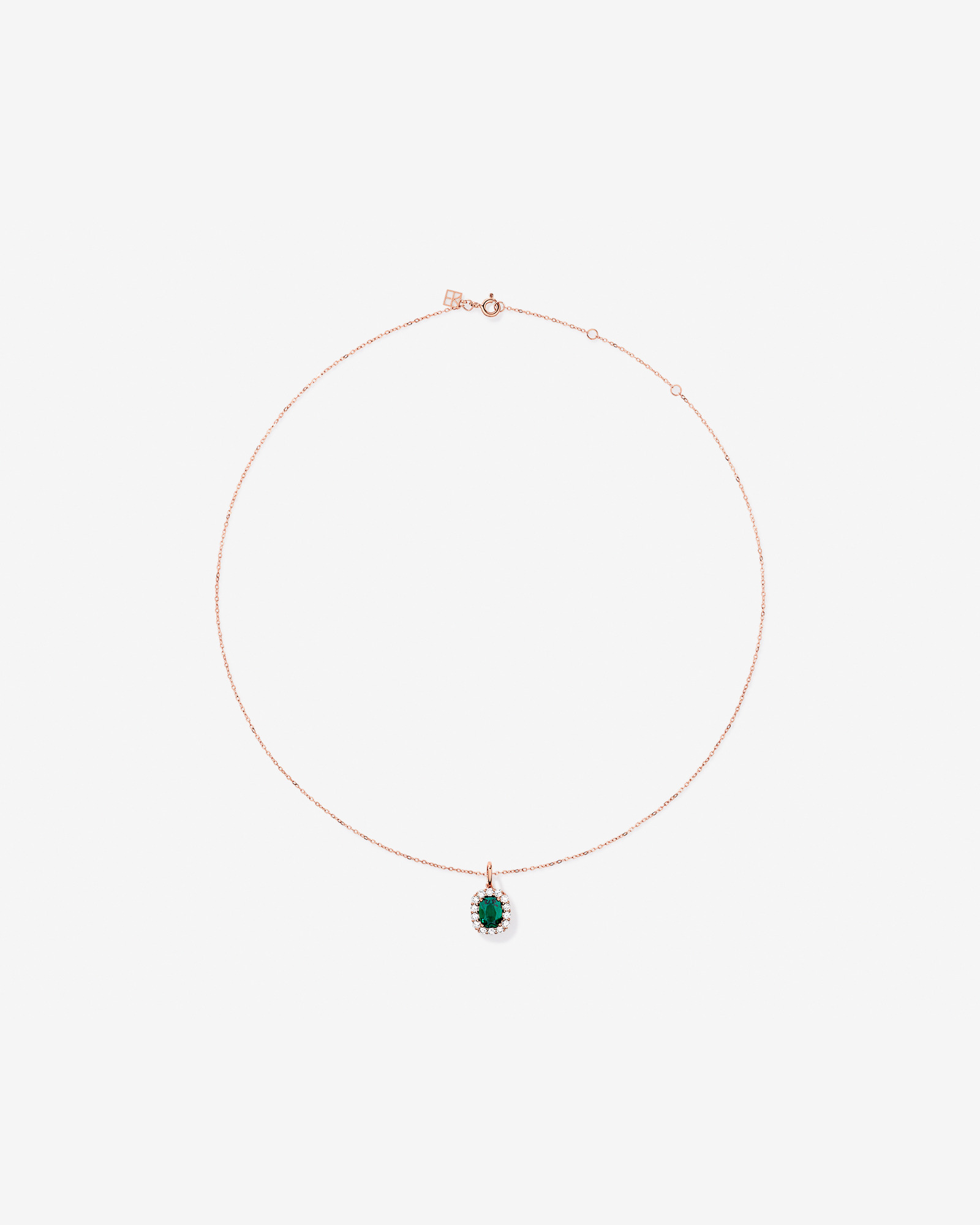 Created Emerald & .50 Carat TW Laboratory-Grown Diamond Halo Ring in 10kt Rose Gold