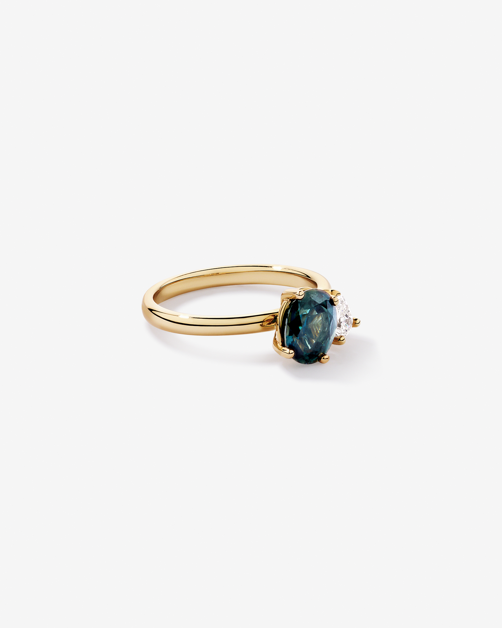 Australian Parti Sapphire & 0.30 Carat TW Diamond Toi Et Moi Ring 10kt Yellow Gold