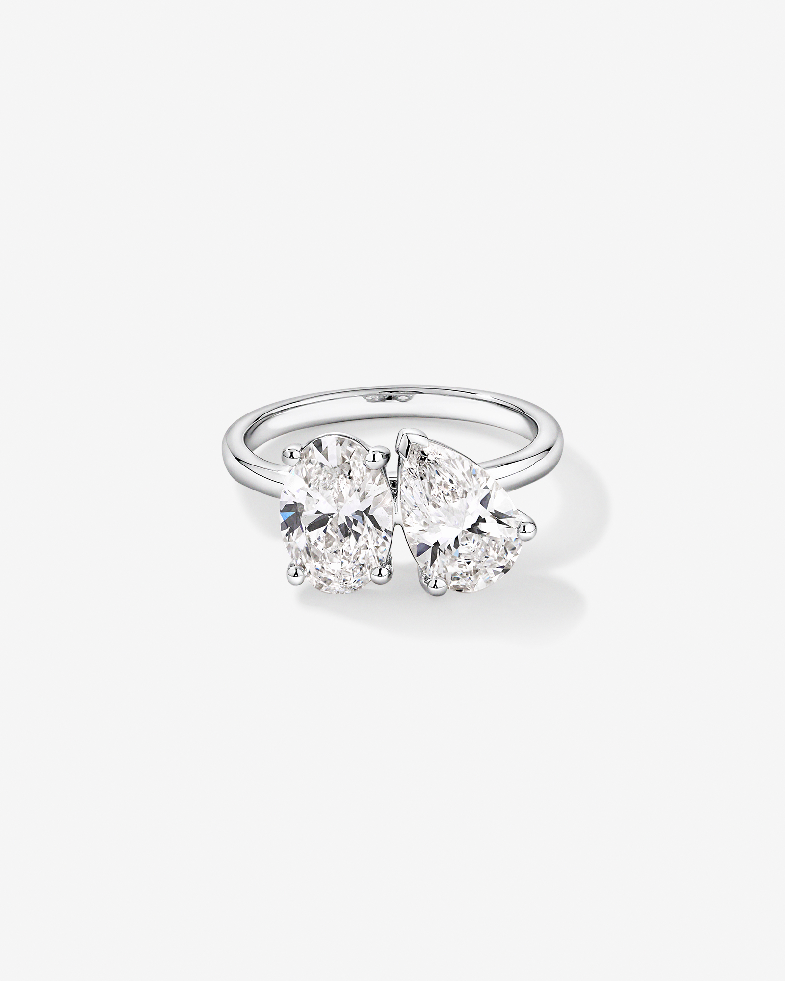 3.00TW Pear and Oval Laboratory-Grown Diamond Two Stone Engagement Ring 14kt White Gold