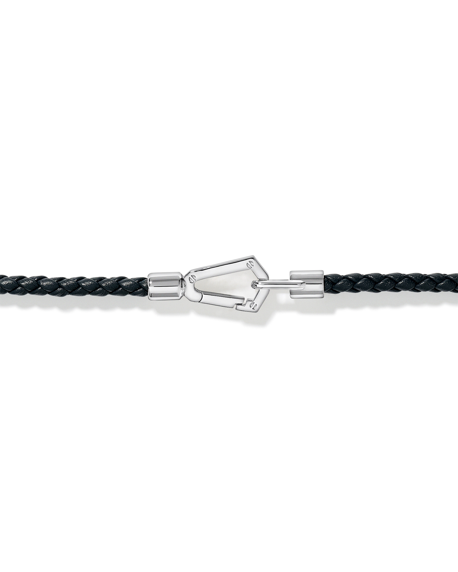 Men's Braided Leather Double Wrap Bracelet in Sterling Silver