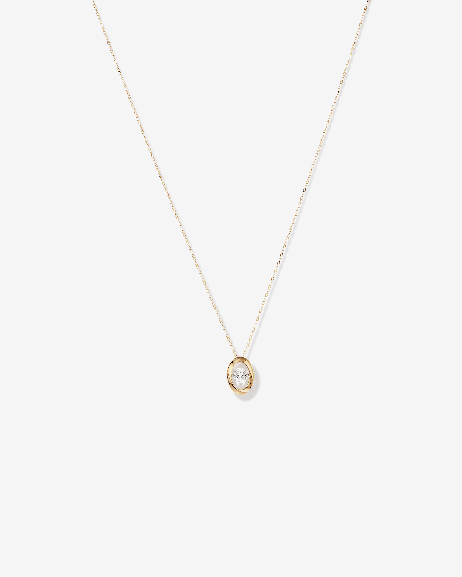 Lume Lab Oval Pendant with 0.50 Carat TW of Laboratory-Grown Diamond in 10kt White Gold