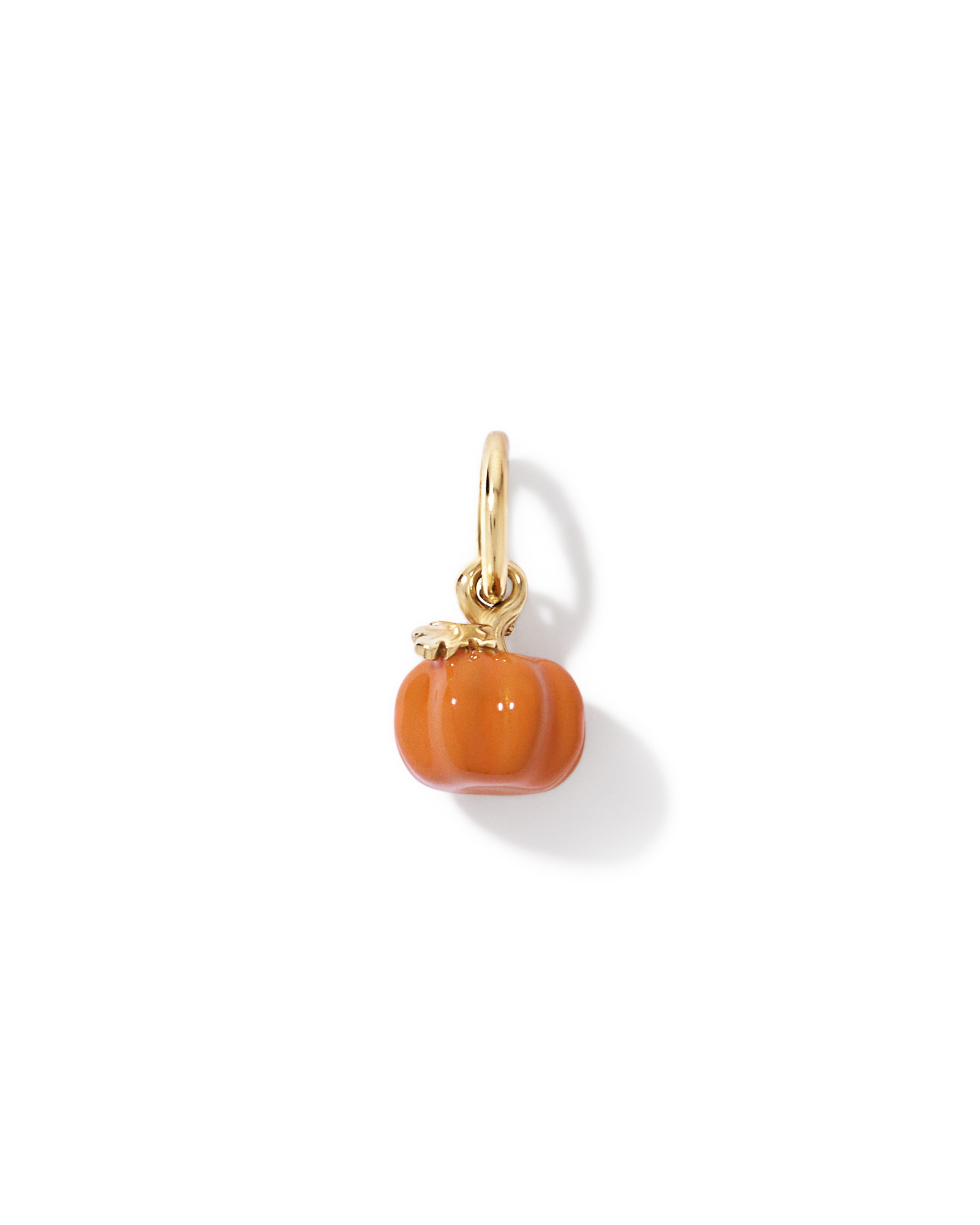 Thanksgiving Pumpkin Pendant with Orange Enamel in 18kt Yellow Gold Vermeil