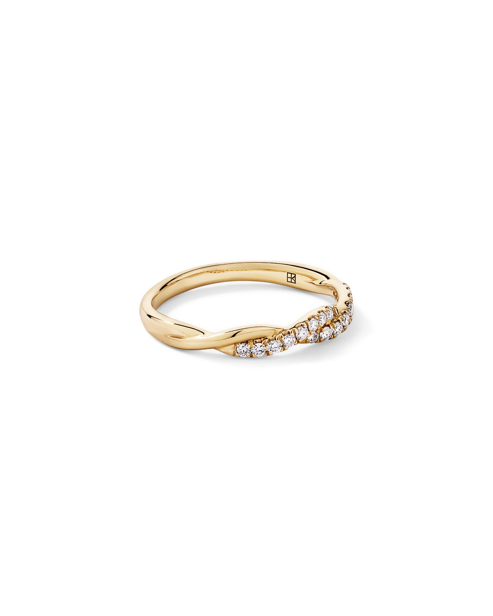 0.16TW Round Brilliant Laboratory-Grown Diamond Twist Wedding Ring 14kt Yellow Gold