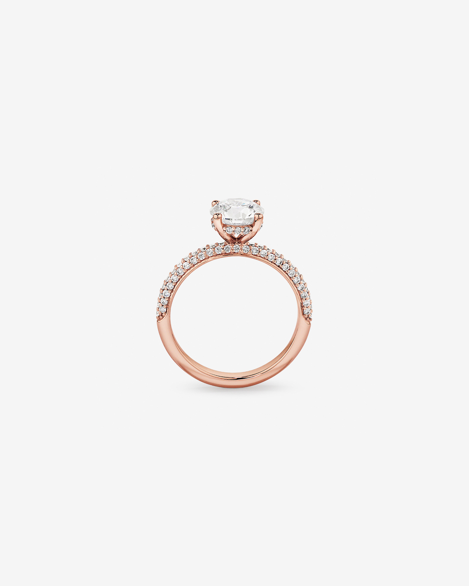 1.95 Carat TW Round Brilliant Laboratory-Grown Diamond Solitaire Side Accent Engagement Ring in 14kt Rose Gold