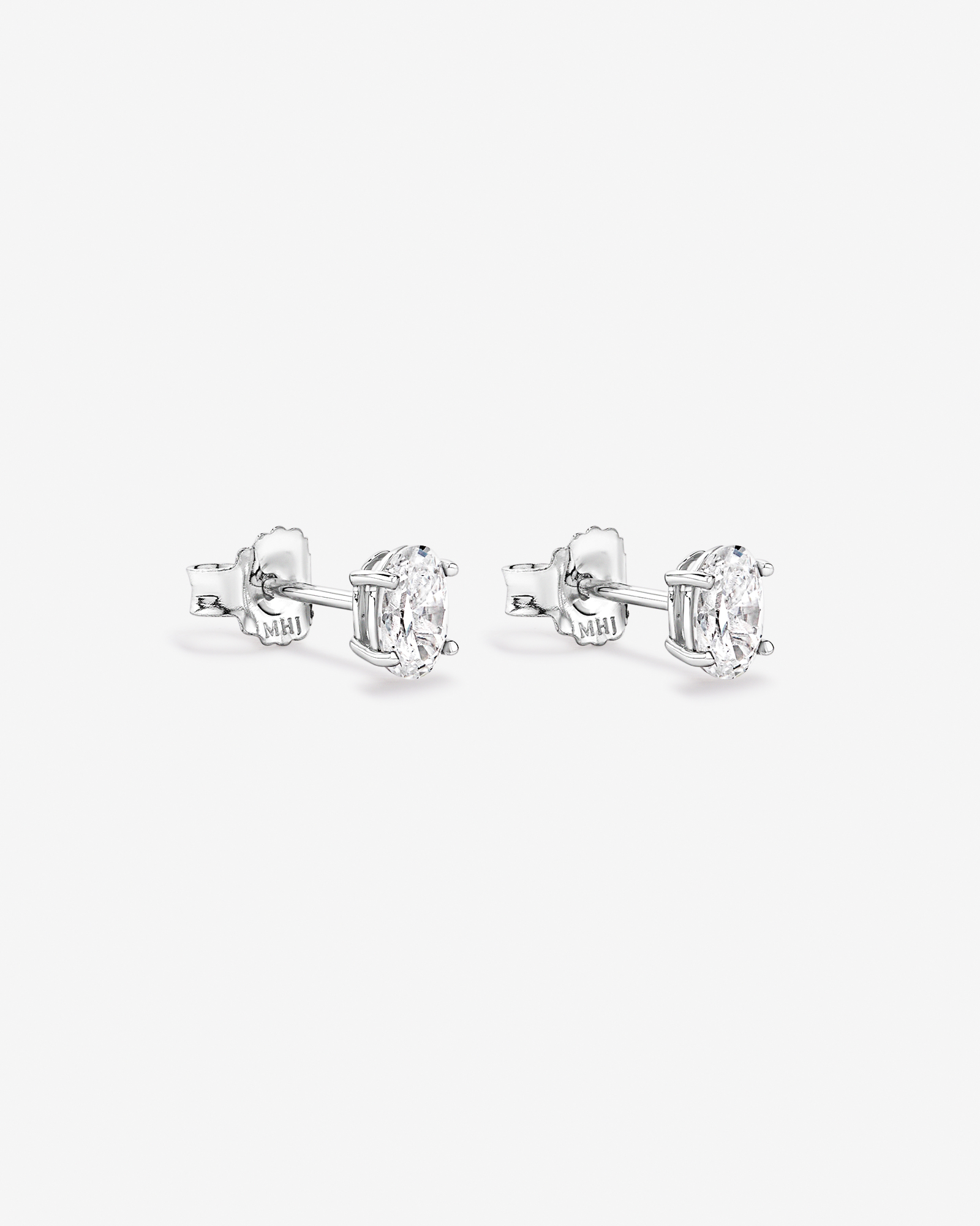 Oval Cubic Zirconia Solitaire Stud Earrings in Sterling Silver