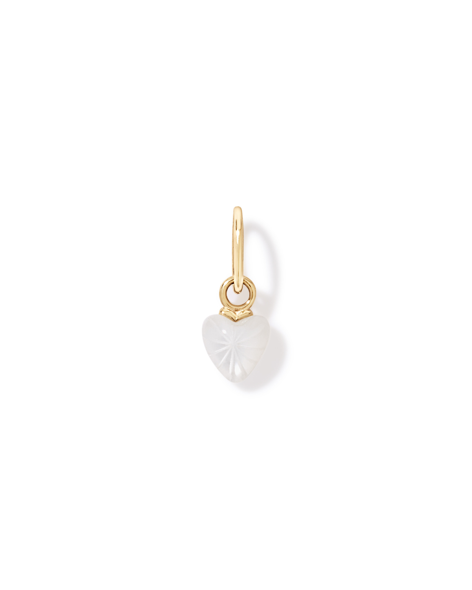 Mother of Pearl Sunray Heart Micro Pendant in 10kt Yellow Gold