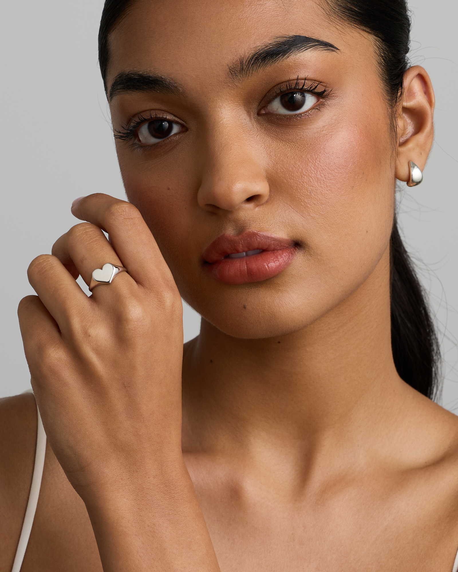 Heart Signet Ring in Sterling Silver