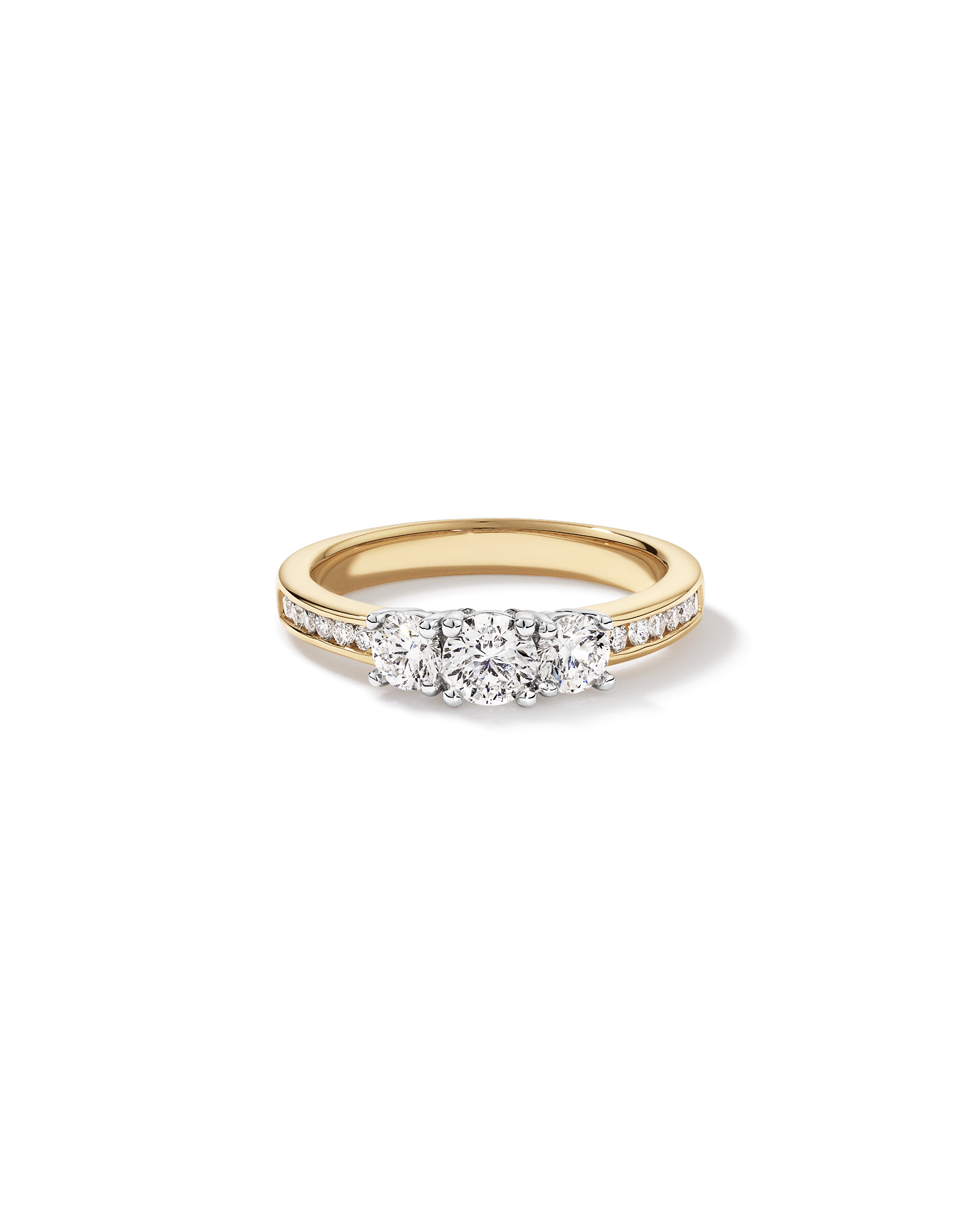 1.00 Carat TW 3 Stone Signature 101 Diamond Ring 14kt Yellow and White Gold