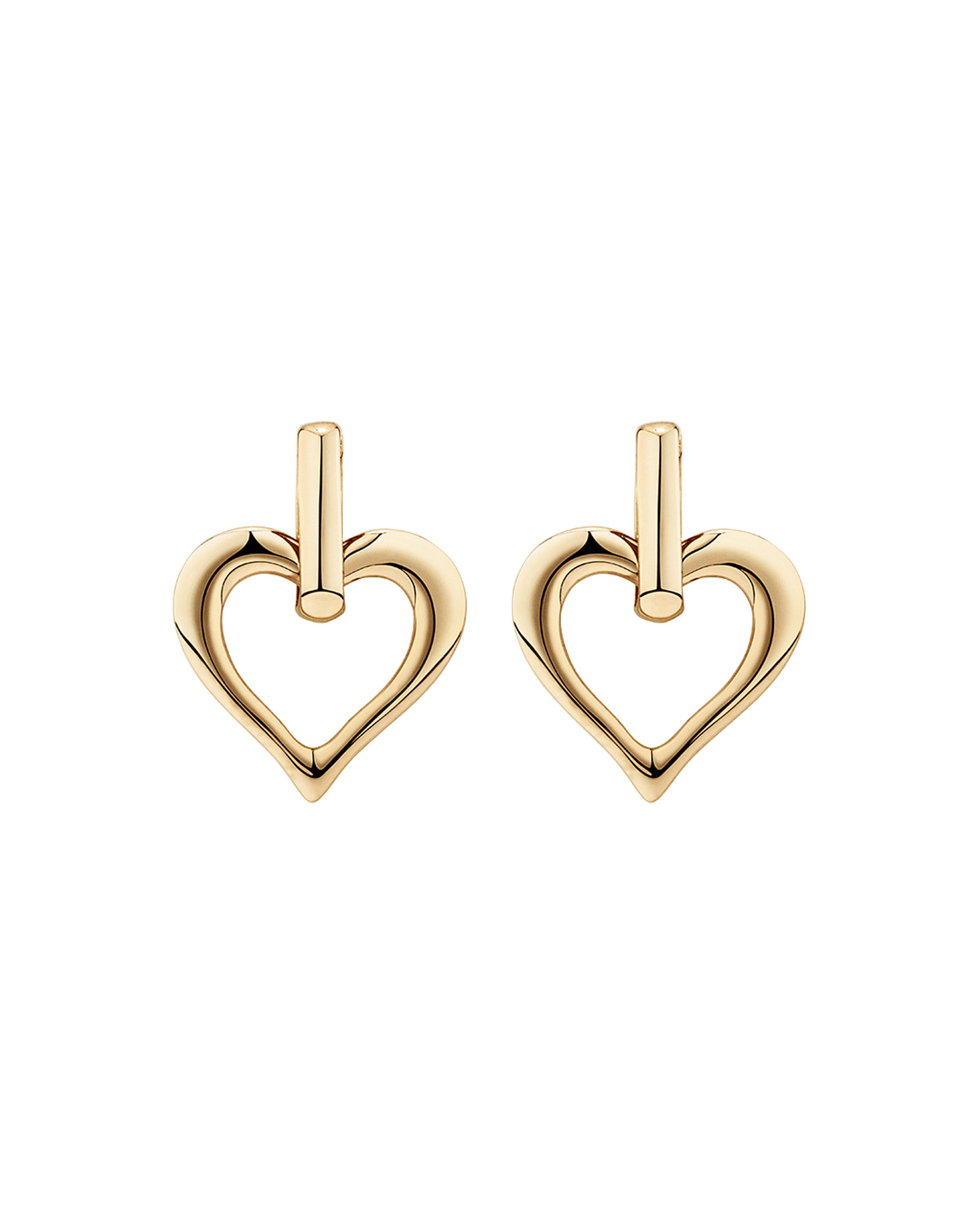 Boucles d'Oreilles Pendantes Coeur Ouvert en Or Jaune 10 kt