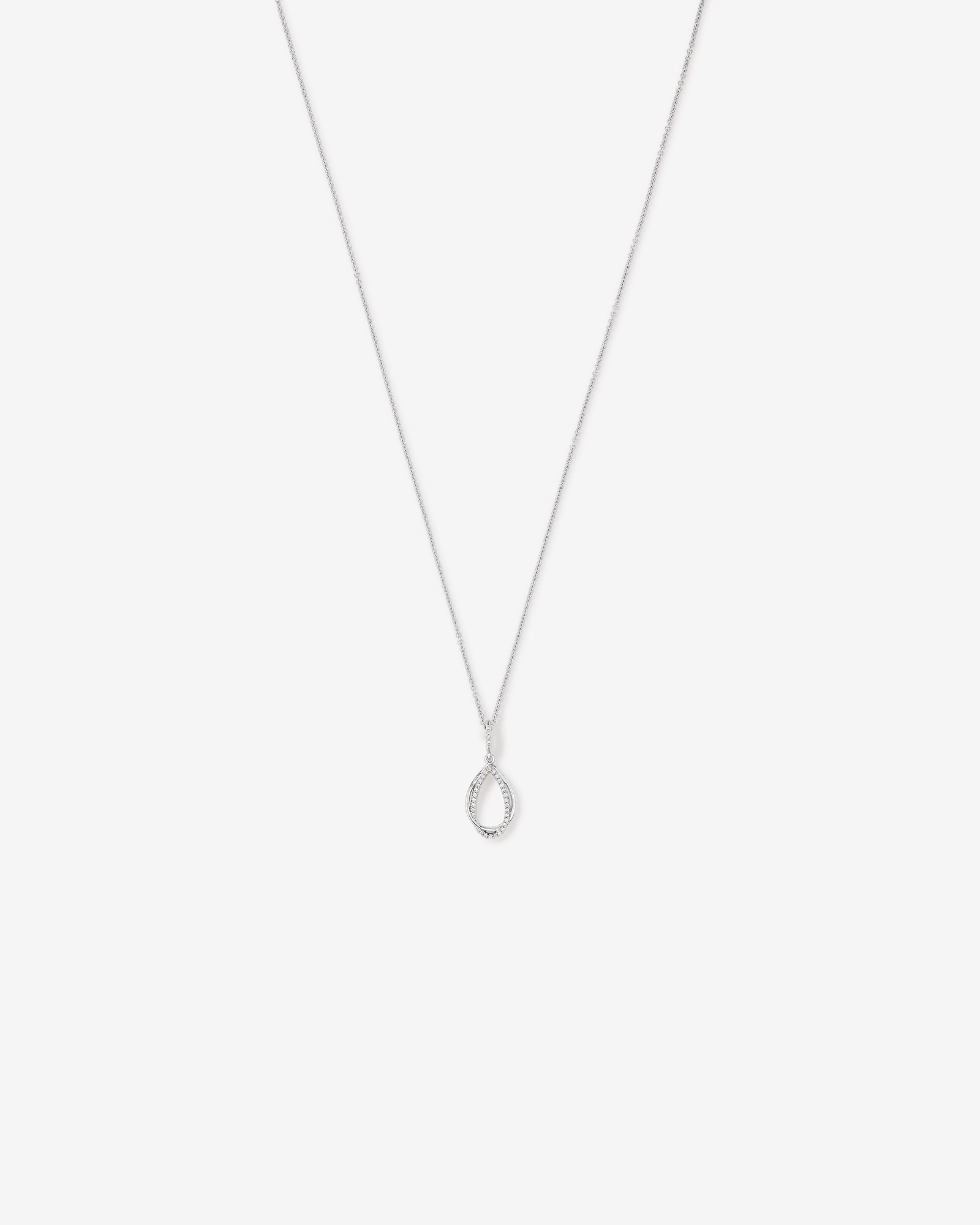 Cubic Zirconia Interlaced Oval Pendant Necklace in Sterling Silver