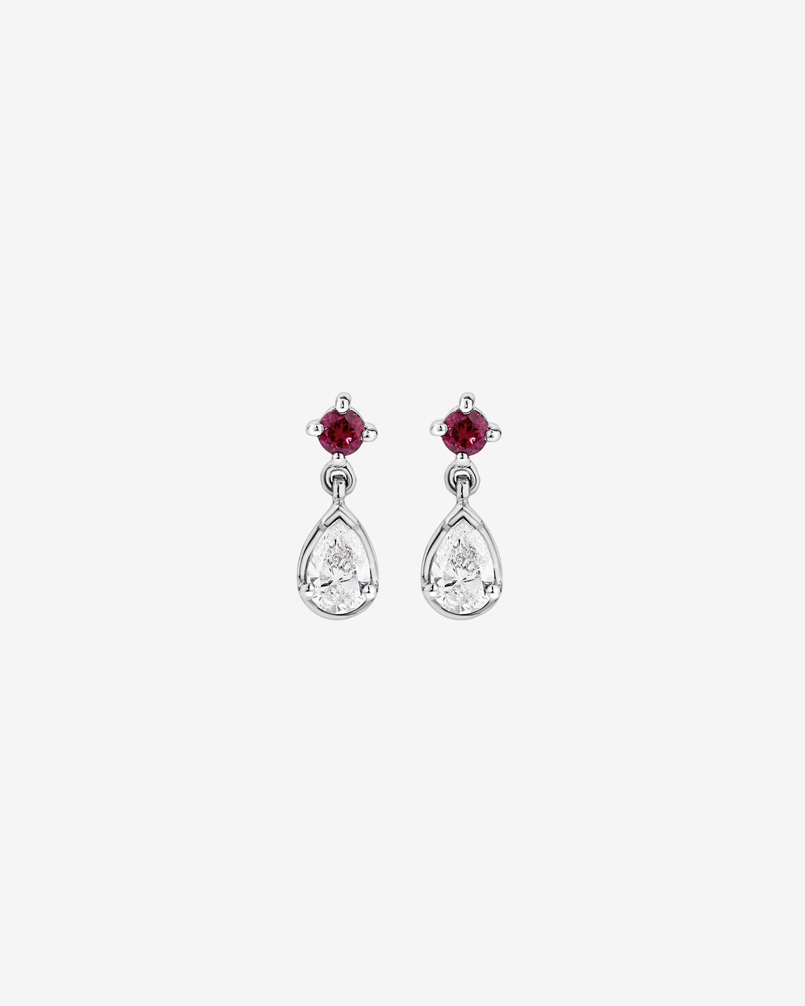 0.74 Carat TDW Pear Laboratory-Grown Diamond & Created Ruby Pendant and Earring Gift Set in Silver