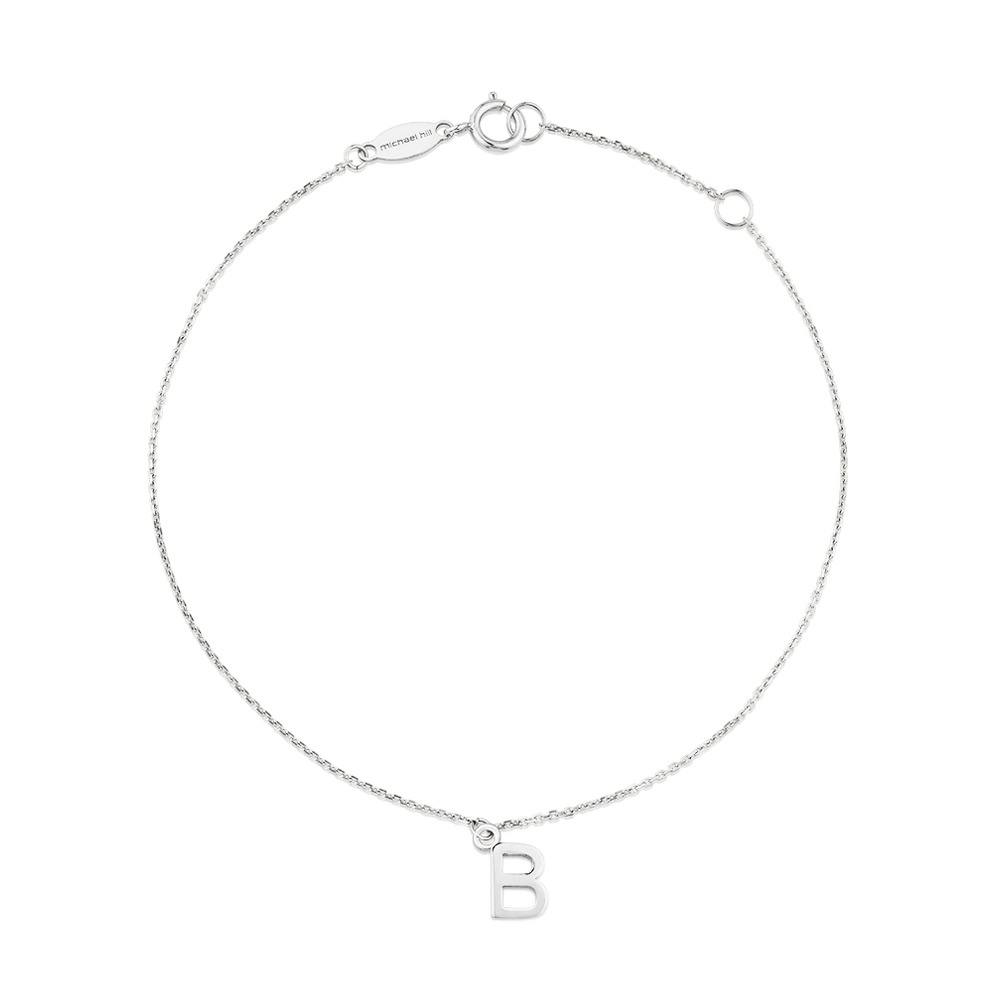 19cm (7.5") B Initial Bracelet in Sterling Silver