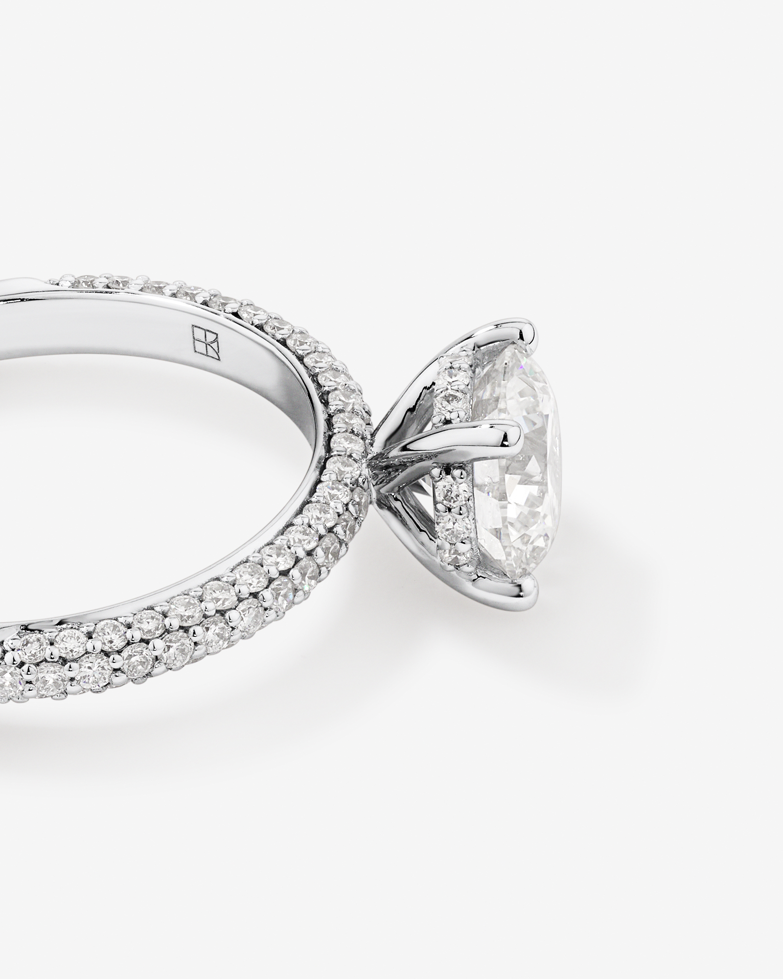 1.95 Carat TW Round Brilliant Laboratory-Grown Diamond Solitaire Side Accent Engagement Ring 14kt White Gold