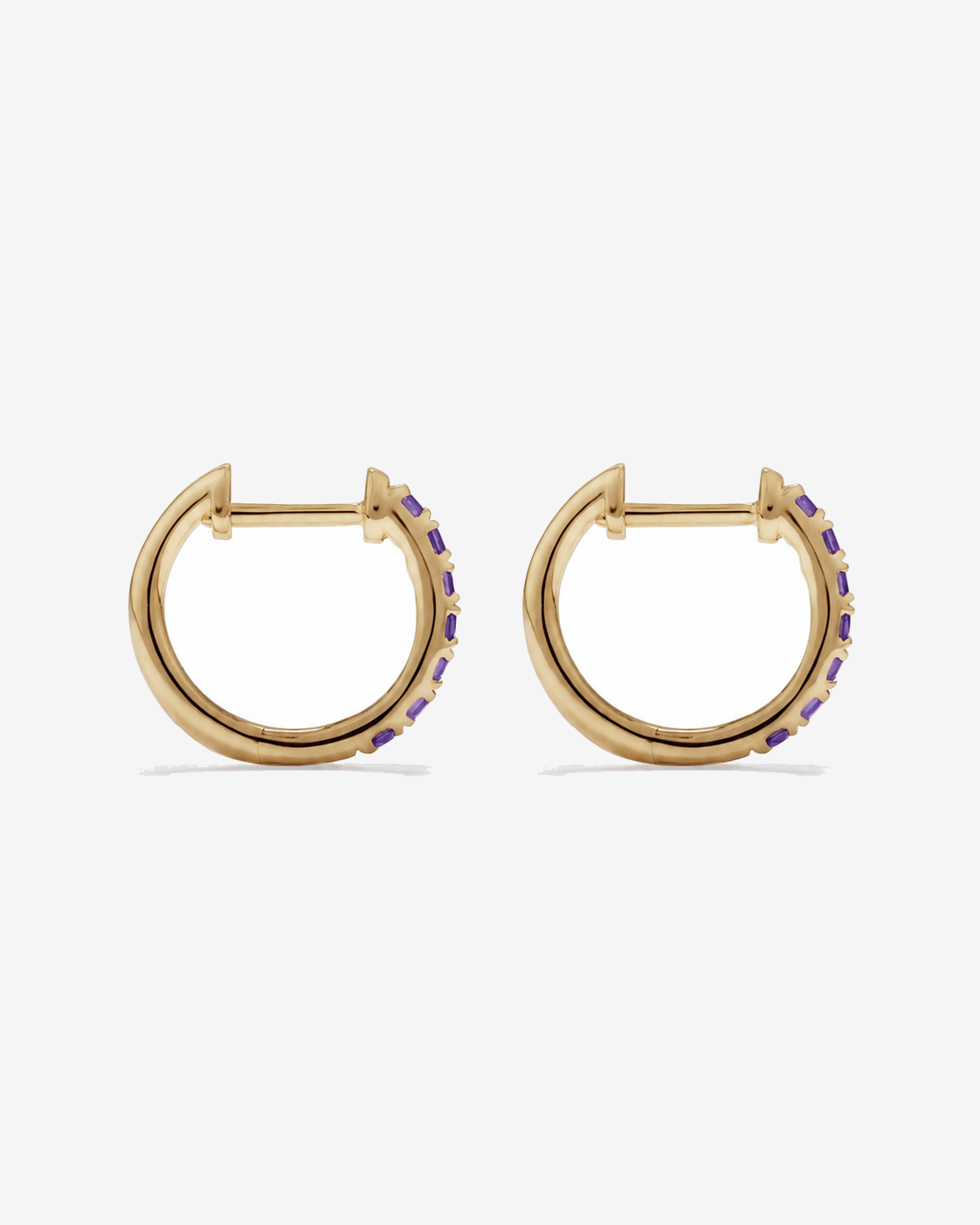 Boucles d'oreilles anneaux Améthyste en or jaune 10 ct