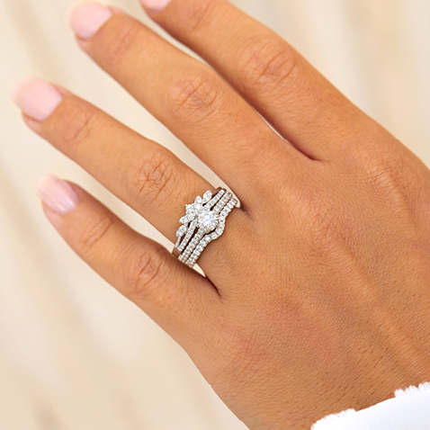 Bold White Gold Solitaire Bridal Stack Bold White Gold Solitaire Bridal Stack