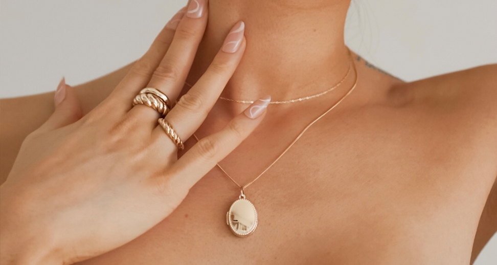 Yellow Gold Ring Stacks and Yellow Gold Locket Yellow Gold Ring Stacks and Yellow Gold Locket