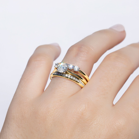 order of engagement wedding and eternity ring