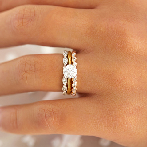 Mixed Metals Solitaire Bridal Stack Mixed Metals Solitaire Bridal Stack