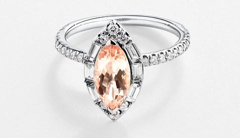 Sir Michael Hill Designer Marquise Engagement Ring with Morganite & 0.50 Carat TW of Diamonds in 18kt White Gold Sir Michael Hill Designer Marquise Engagement Ring with Morganite & 0.50 Carat TW of Diamonds in 18kt White Gold