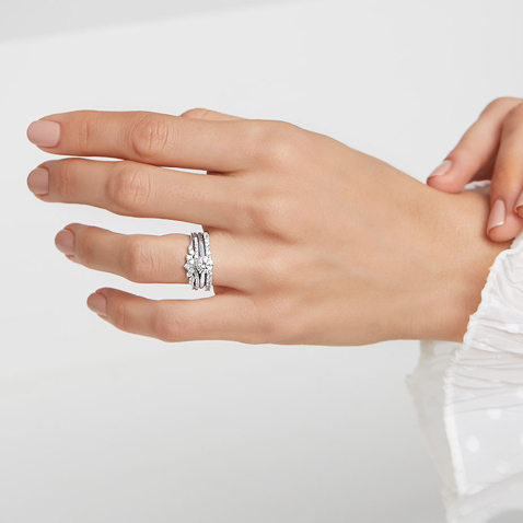order of engagement wedding and eternity ring